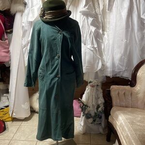 David Benjamin green leather coat